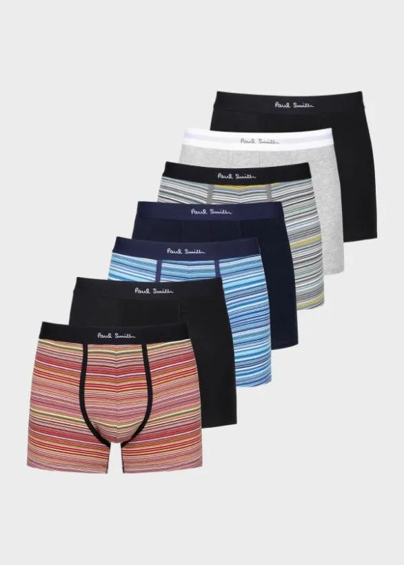 Paul Smith Underwear 039Signature Stripe039 And Plain Long Boxer Briefs Seven Pack Multicolour 8211 Mens Paul Smith Underwear 039Signature Stripe039 And Plain Long Boxer Briefs Seven Pack Multicolour 8211 Mens