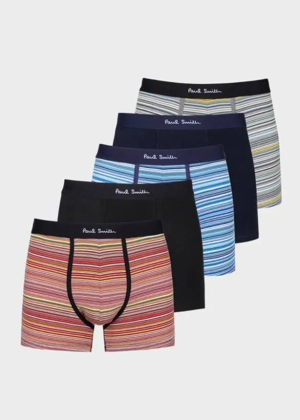 Paul Smith Underwear 039Signature Stripe039 And Plain Long Trunks Five Pack Signature Stripe 8211 Mens Paul Smith Underwear 039Signature Stripe039 And Plain Long Trunks Five Pack Signature Stripe 8211 Mens