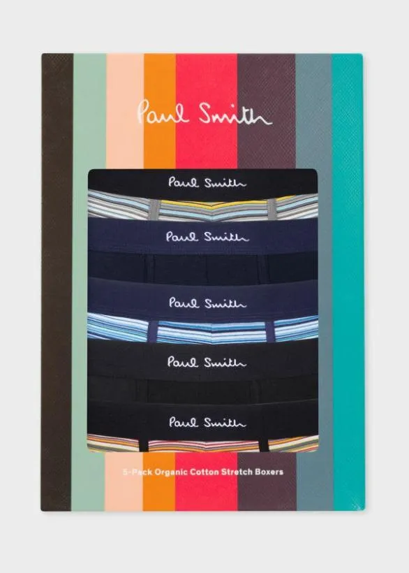 Paul Smith Underwear 039Signature Stripe039 And Plain Long Trunks Five Pack Signature Stripe 8211 Mens