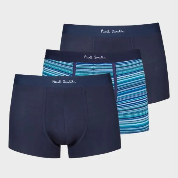 Paul Smith Underwear Mixed Stripe Boxer Briefs Three Pack Navy 8211 Mens