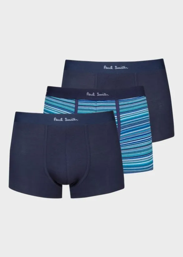 Paul Smith Underwear Mixed Stripe Boxer Briefs Three Pack Navy 8211 Mens