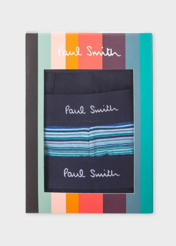 Paul Smith Underwear Mixed Stripe Boxer Briefs Three Pack Navy 8211 Mens