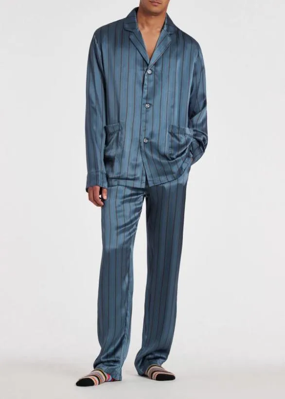 Paul Smith Underwear Silk Stripe Pyjamas Teal 8211 Mens