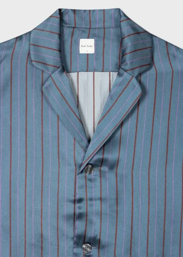 Paul Smith Underwear Silk Stripe Pyjamas Teal 8211 Mens