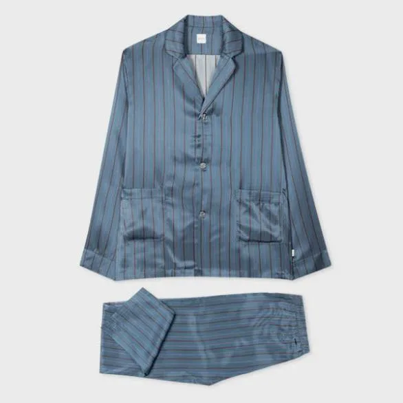 Paul Smith Underwear Silk Stripe Pyjamas Teal 8211 Mens