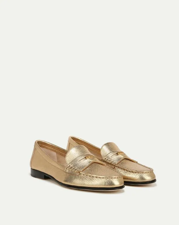 Penny Metallic Leather Loafer Gold Women Veronica Beard Shoes Penny Metallic Leather Loafer Gold Women Veronica Beard Shoes