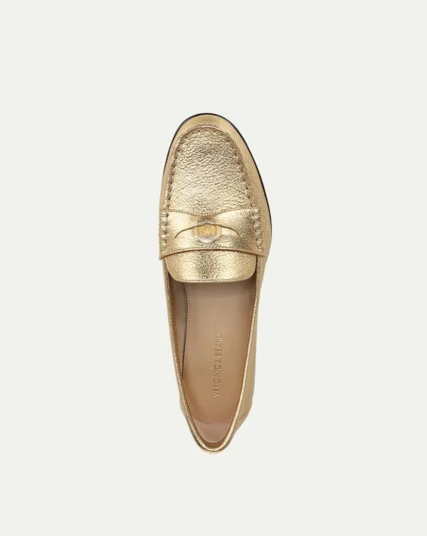 Penny Metallic Leather Loafer Gold Women Veronica Beard Shoes Penny Metallic Leather Loafer Gold Women Veronica Beard Shoes