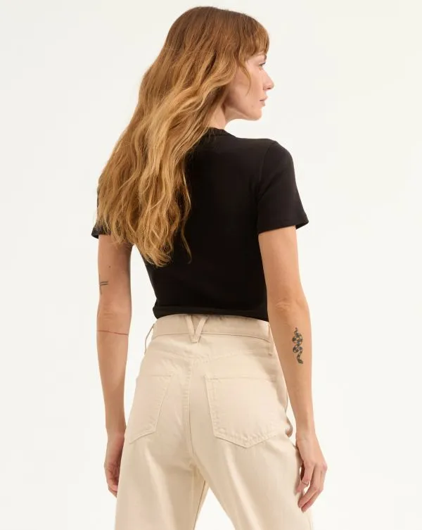 Pruitt Ribbed Tee Black Women Veronica Beard Tops Pruitt Ribbed Tee Black Women Veronica Beard Tops