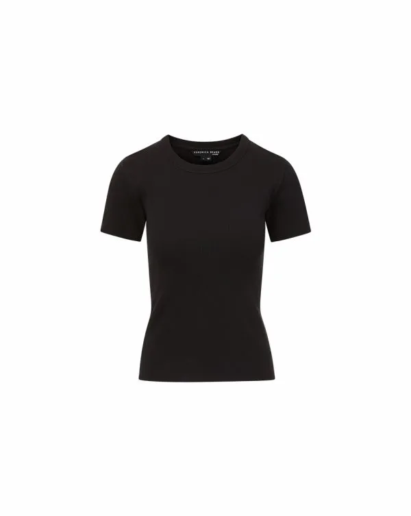 Pruitt Ribbed Tee Black Women Veronica Beard Tops Pruitt Ribbed Tee Black Women Veronica Beard Tops