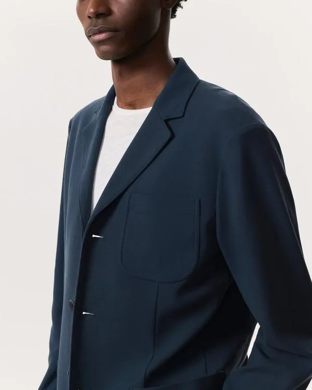 rag and bone Achilles Italian CottonBlend Knit Blazer Elephant GreyInk Blue Men PolosSuiting