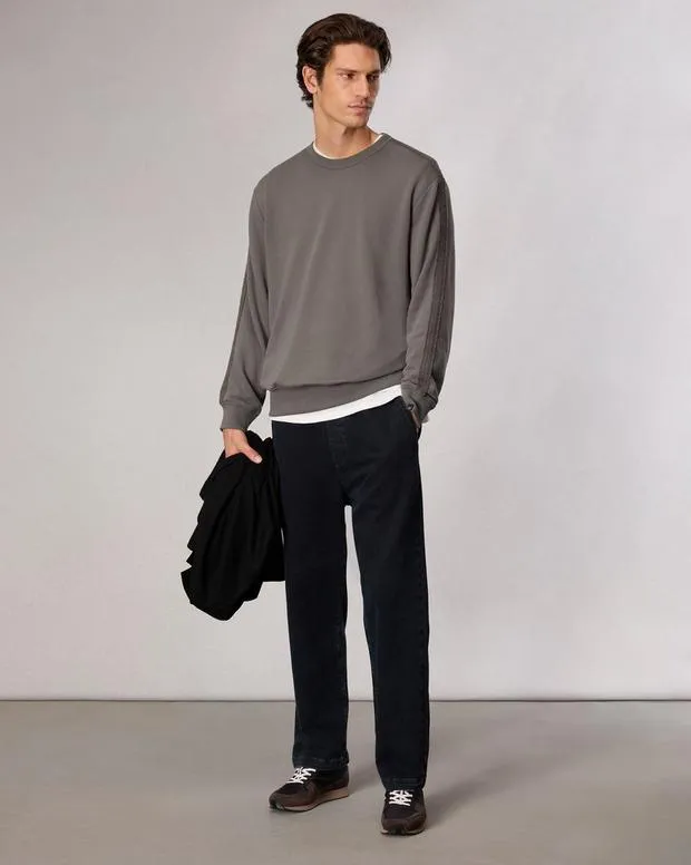 rag and bone RawEdge Cotton Sweatshirt BrownSmoke Grey Men SweatersSuiting