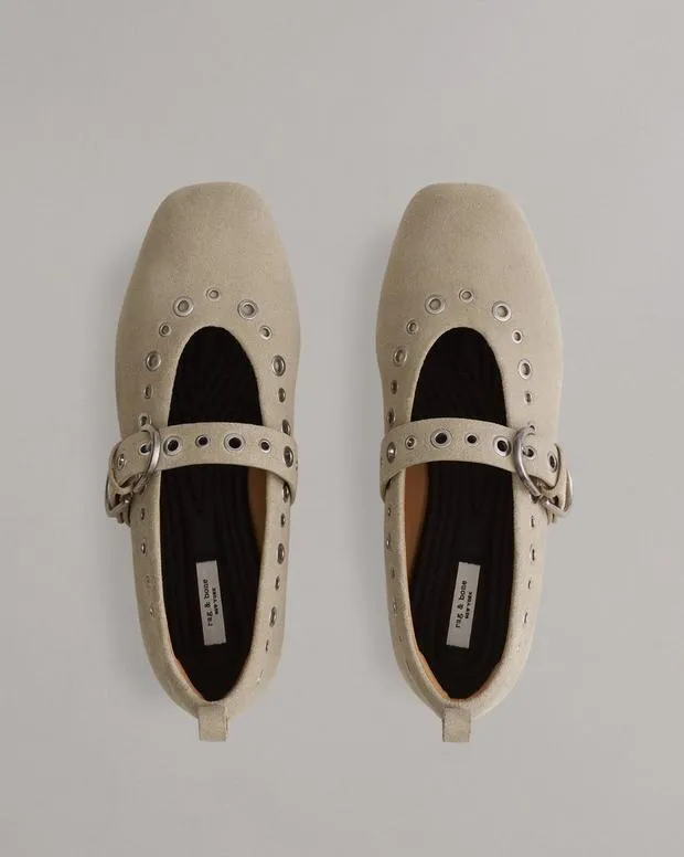 rag and bone Spire Mary Jane Shoes Light Sand Suede Women Flats