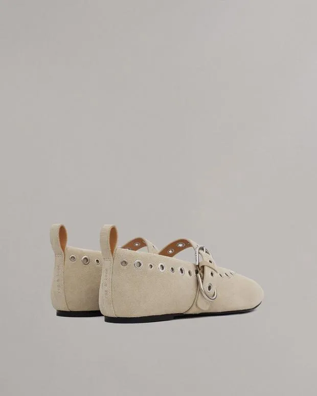 rag and bone Spire Mary Jane Shoes Light Sand Suede Women Flats