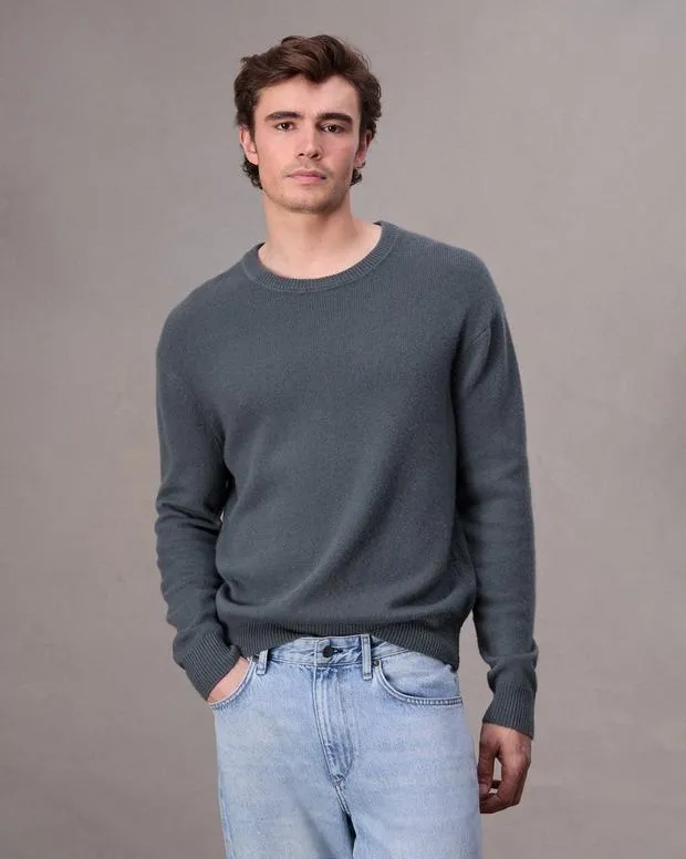 rag and bone Sweaters Men Downing Relaxed Fit Cashmere Sweater ClayShark Blue