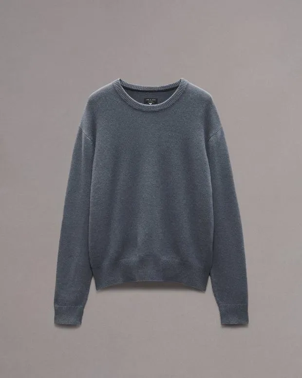 rag and bone Sweaters Men Downing Relaxed Fit Cashmere Sweater ClayShark Blue