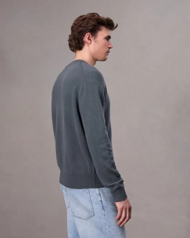 rag and bone Sweaters Men Downing Relaxed Fit Cashmere Sweater ClayShark Blue
