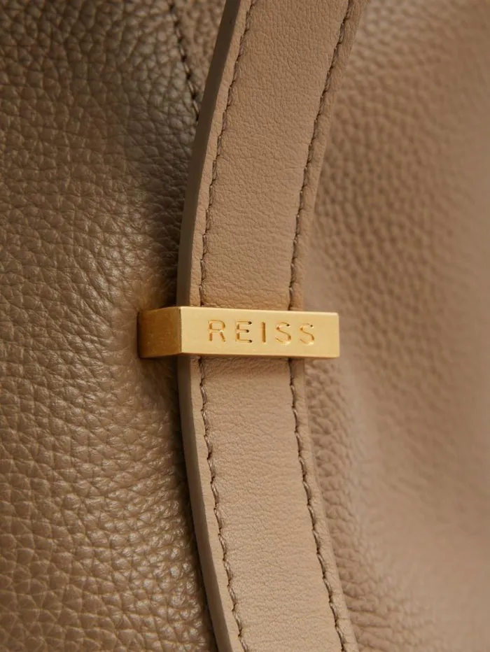 REISS Bags and Purses Women Grained Leather Tote Bag Taupe