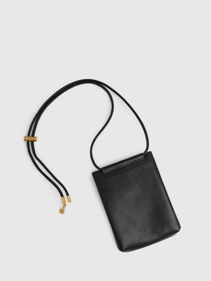 REISS Bags and Purses Women Leather Phone Holder Black