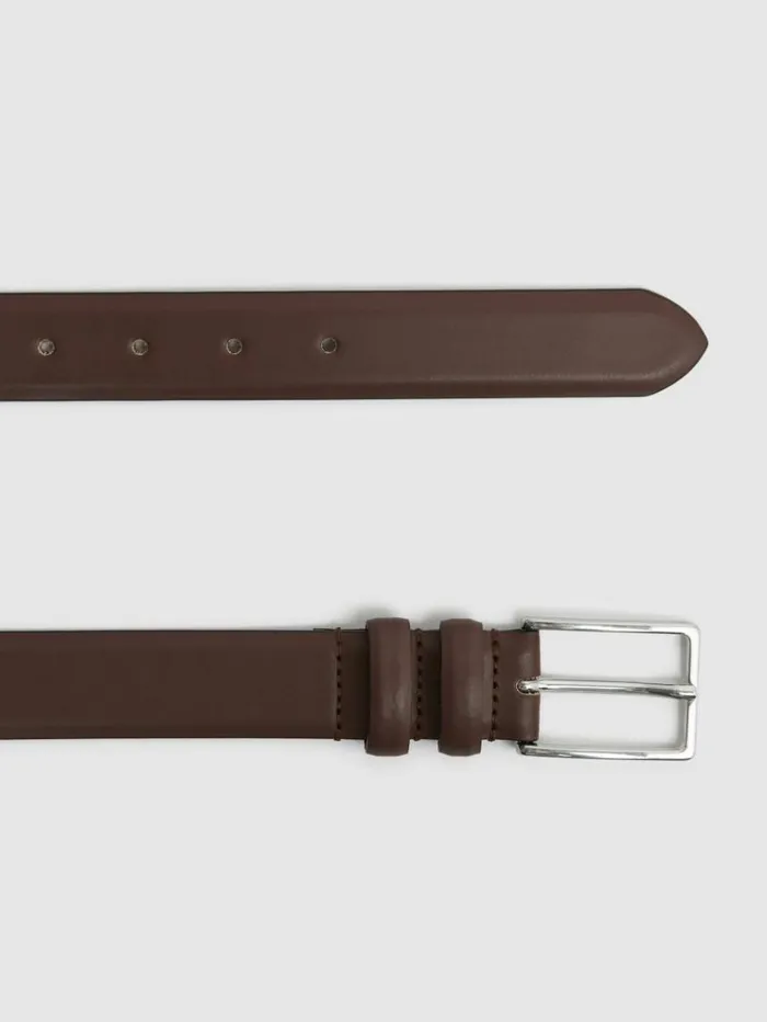 REISS Belts Men Smooth Leather Belt Tan