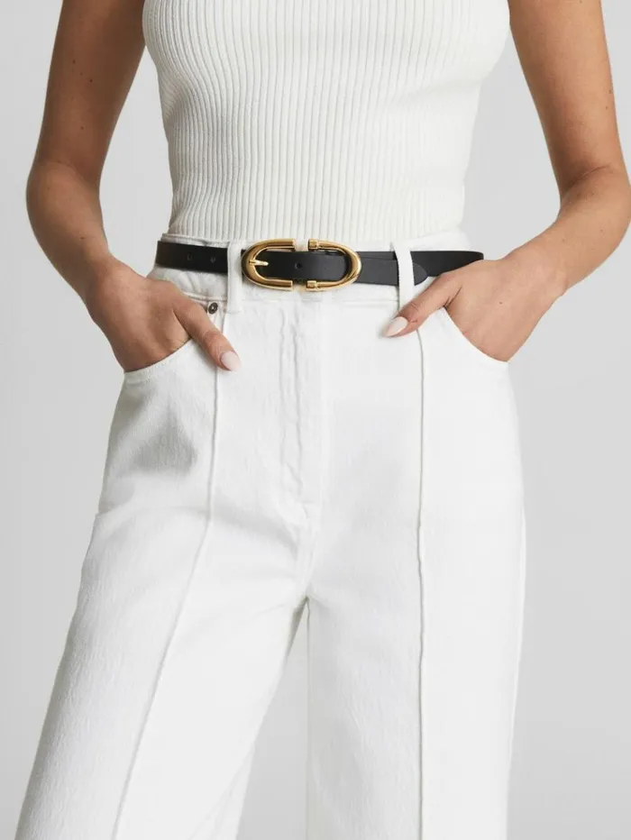 REISS Belts Women Horseshoe Belt Black