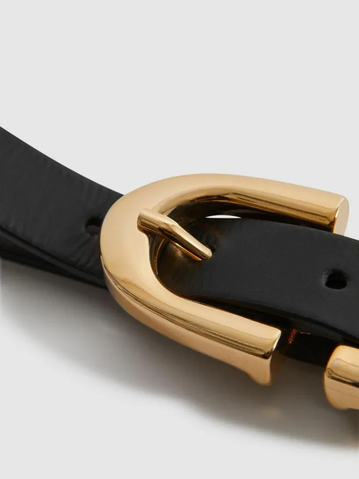 REISS Belts Women Horseshoe Belt Black