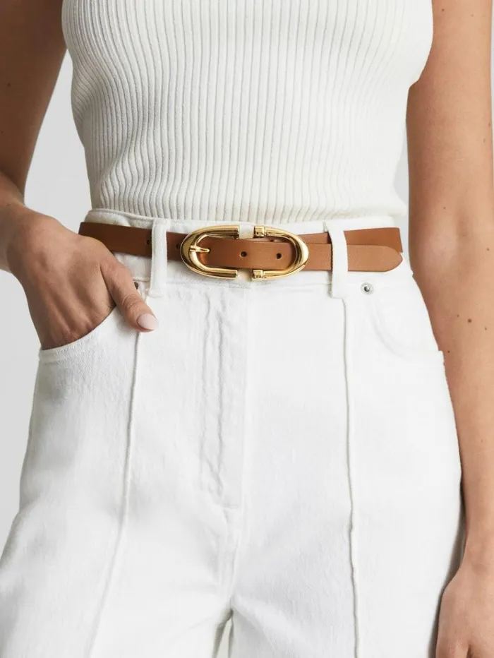 REISS Belts Women Horseshoe Belt Tan