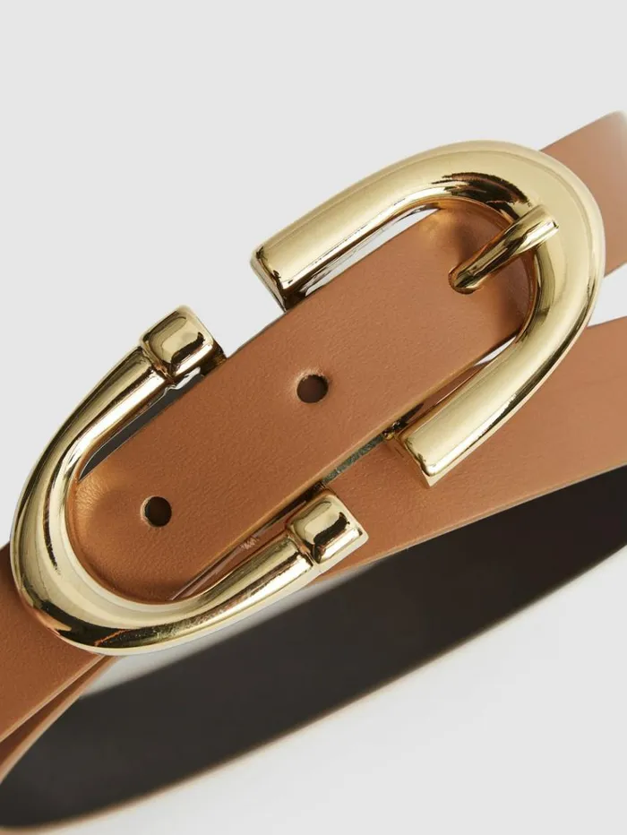 REISS Belts Women Horseshoe Belt Tan
