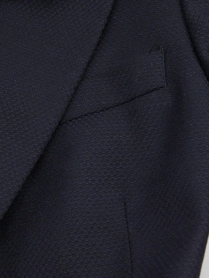 REISS Blazers and Jackets Women Textured Single Breasted Suit Blazer Navy
