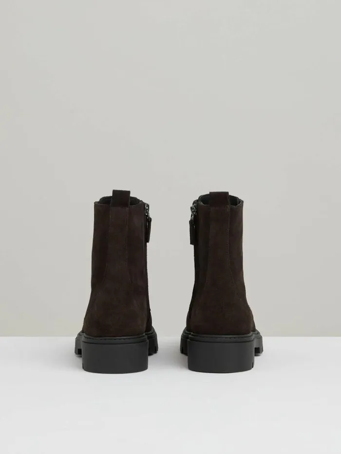 REISS Boots Women Leather LaceUp Boots Chocolate