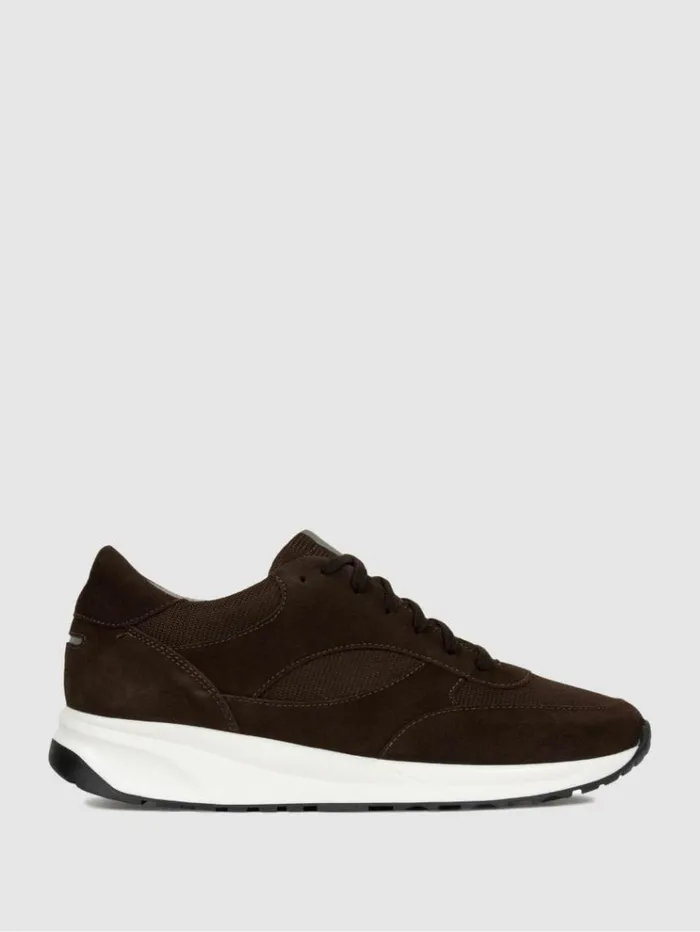 REISS Casual Shoes Men Unseen Footwear Suede And Mesh Rozel Trainers Brown