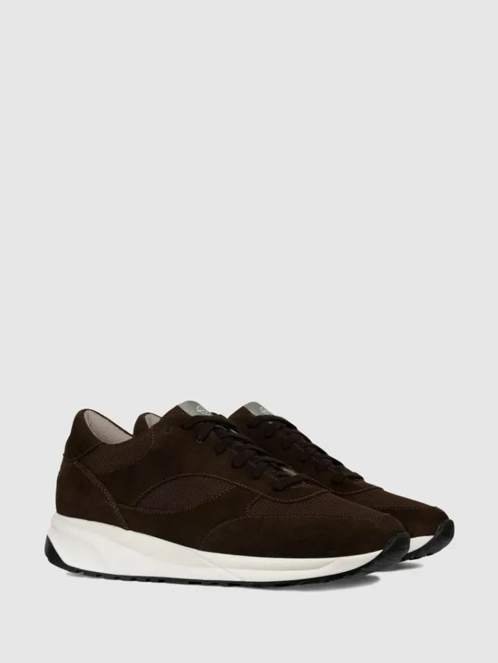 REISS Casual Shoes Men Unseen Footwear Suede And Mesh Rozel Trainers Brown