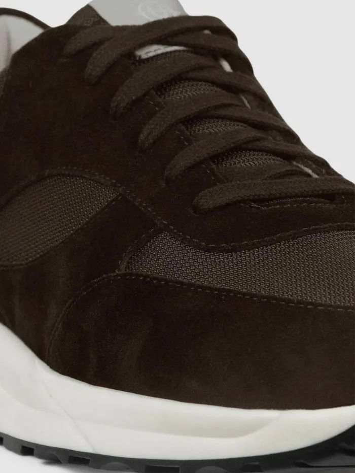 REISS Casual Shoes Men Unseen Footwear Suede And Mesh Rozel Trainers Brown