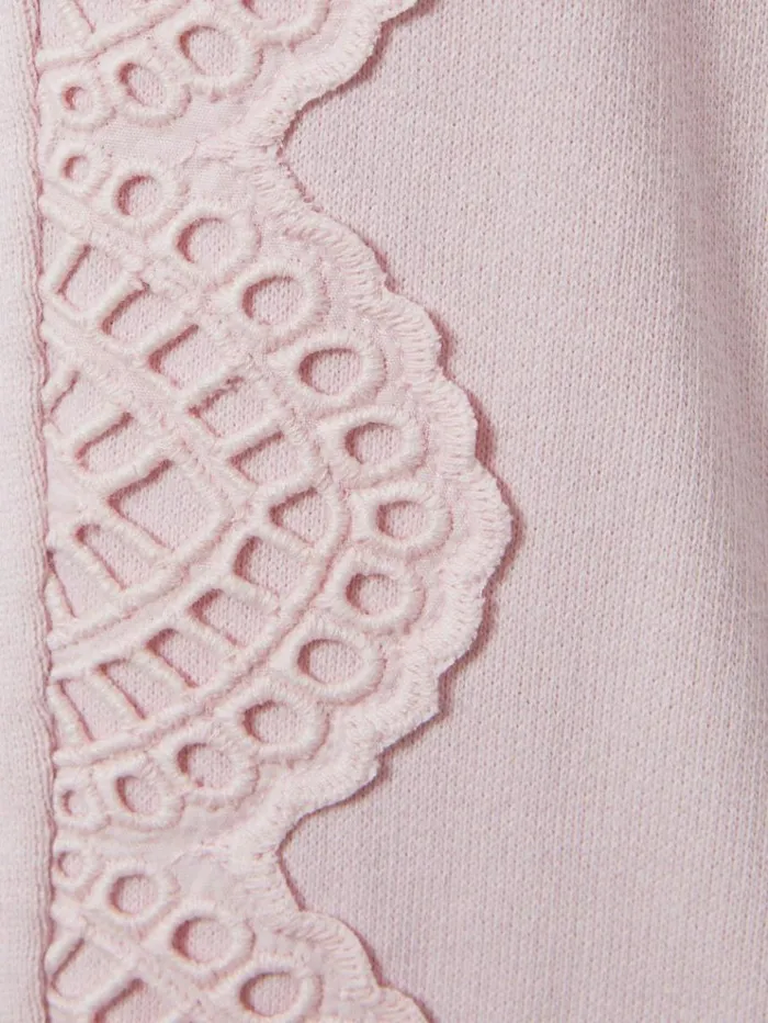 REISS CoOrds Children Sophie Teen Cotton Broderie Drawstring Trousers Pink