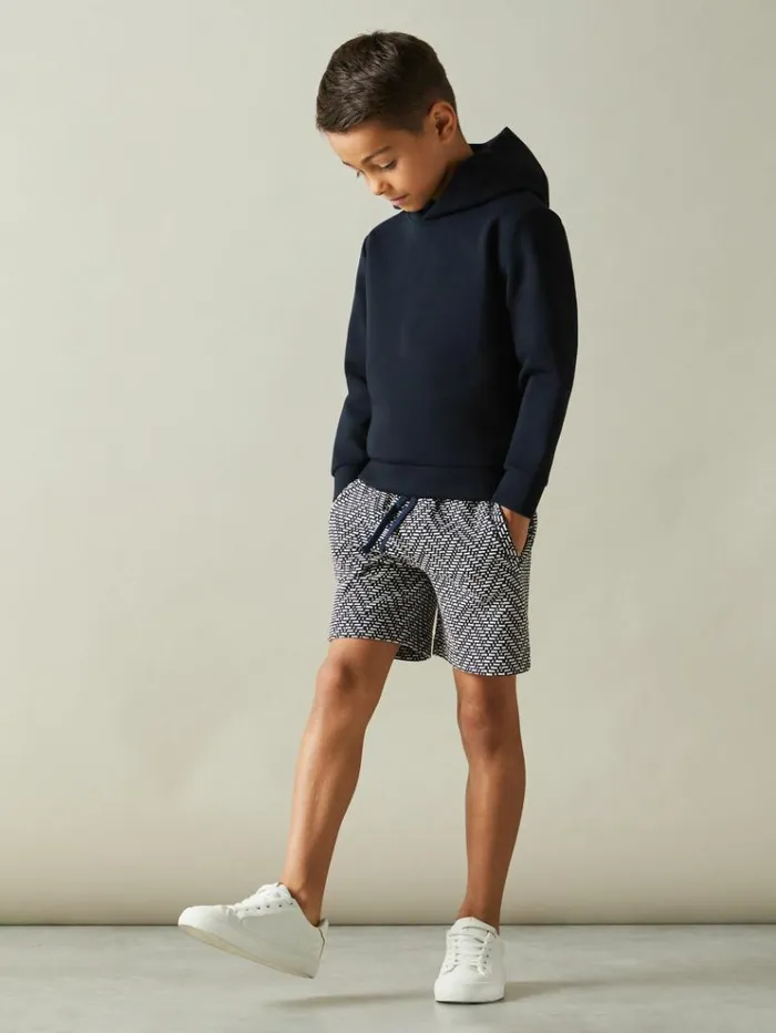 REISS CoOrds Children ZigZag Drawstring Waist Shorts Navy