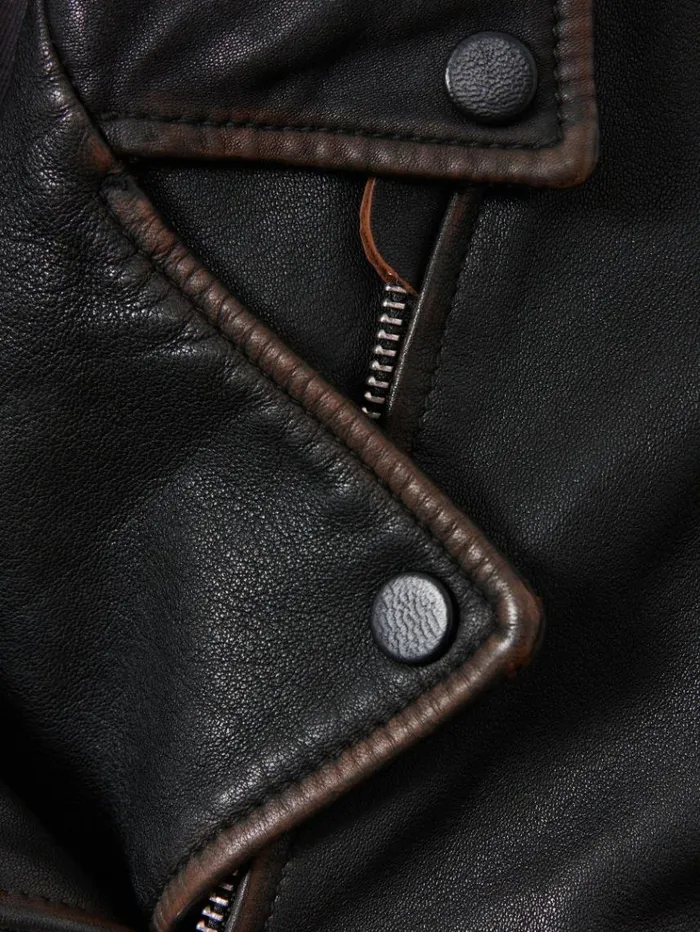 REISS Coats and Jackets Children Relaxed Leather Biker Jacket Black
