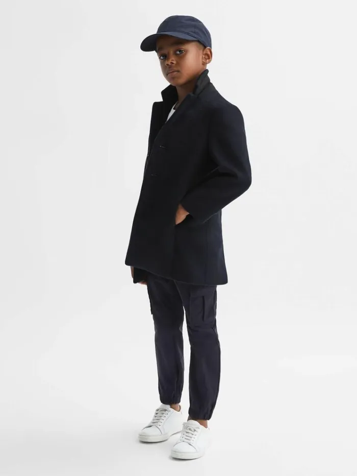 REISS Coats and Jackets Children Single Breasted Overcoat Navy