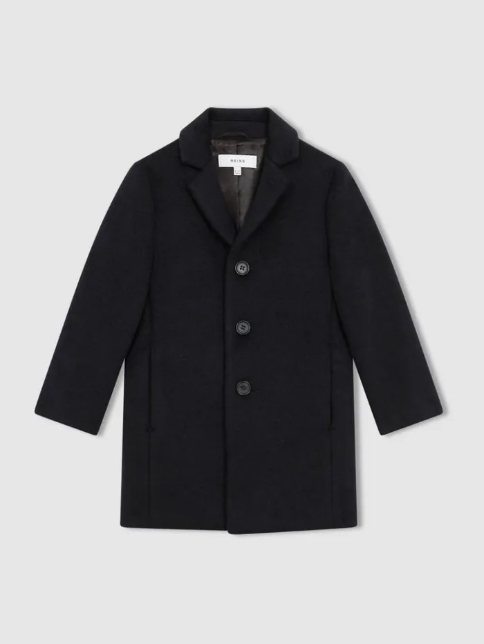 REISS Coats and Jackets Children Single Breasted Overcoat Navy