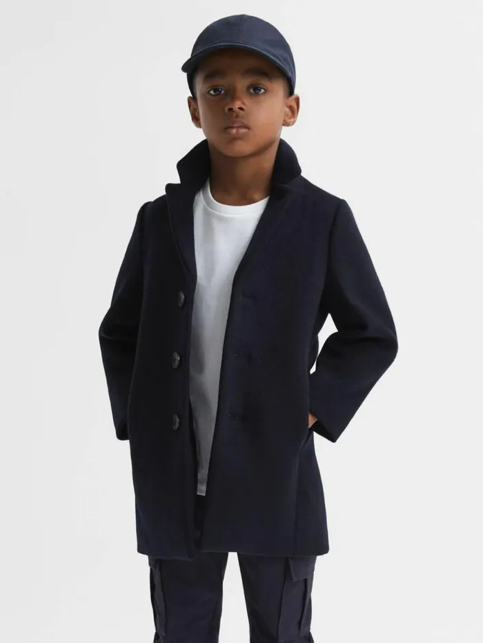 REISS Coats and Jackets Children Single Breasted Overcoat Navy