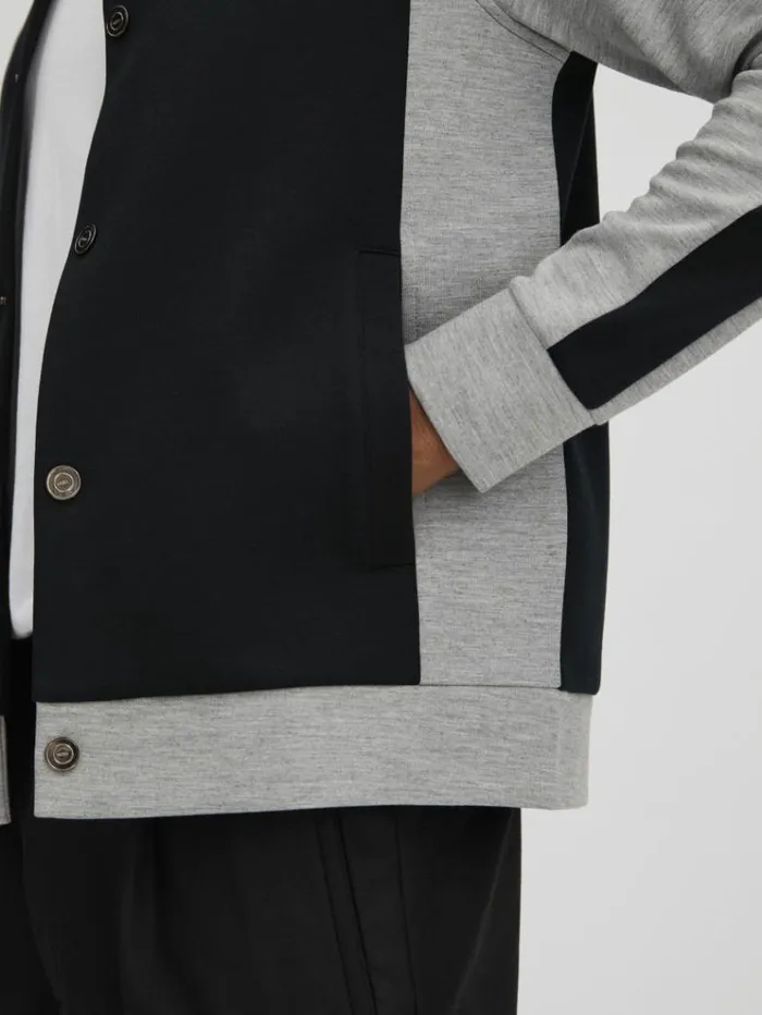 REISS Coats and Jackets Men Colourblock Jersey Bomber Jacket Navygrey