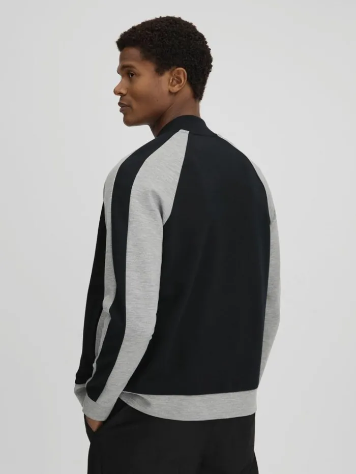 REISS Coats and Jackets Men Colourblock Jersey Bomber Jacket Navygrey