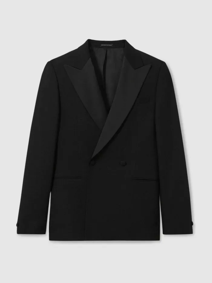 REISS Coats and Jackets Men DoubleBreasted Hopsack Tuxedo Jacket Black