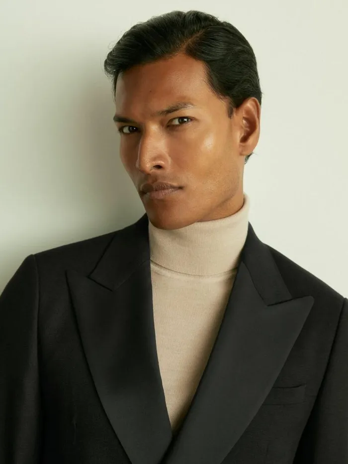 REISS Coats and Jackets Men DoubleBreasted Hopsack Tuxedo Jacket Black