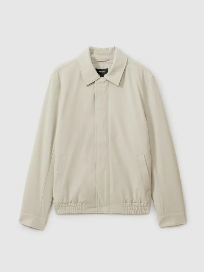 REISS Coats and Jackets Men Elasticated Hem Harrington Jacket Stone
