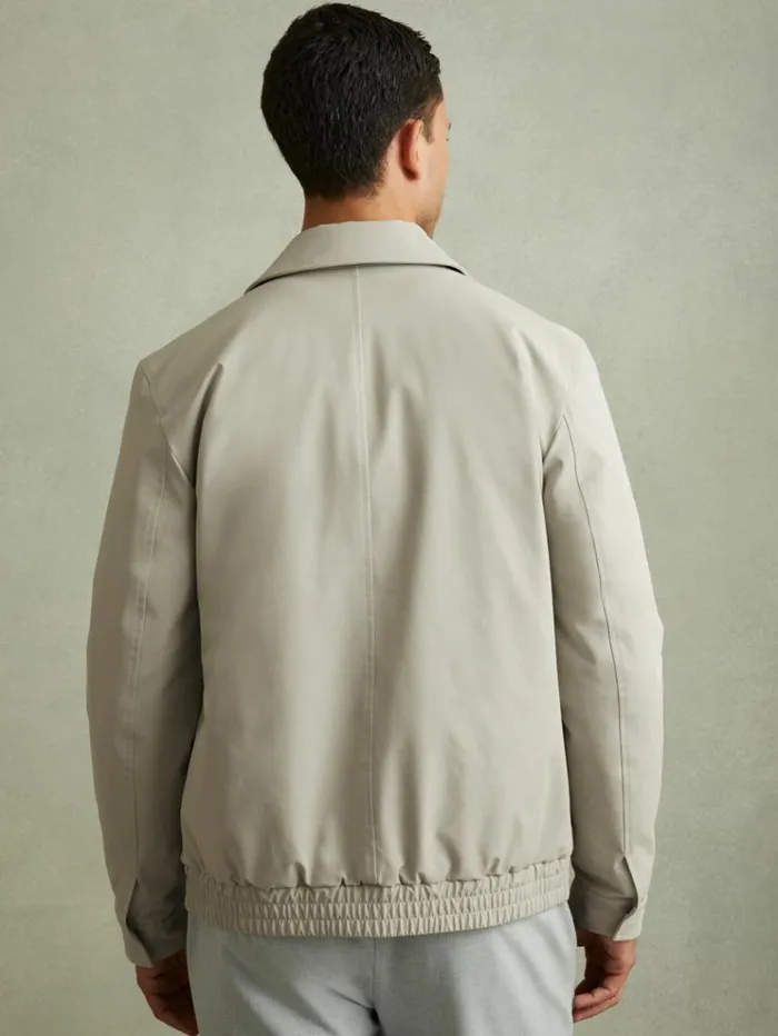 REISS Coats and Jackets Men Elasticated Hem Harrington Jacket Stone