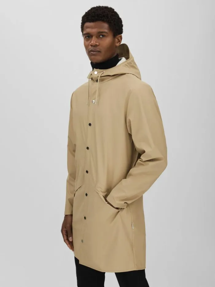 REISS Coats and Jackets Men Rains Longline Hooded Raincoat Sand