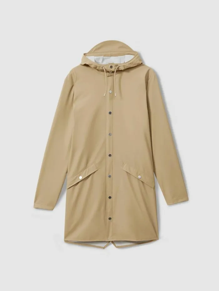 REISS Coats and Jackets Men Rains Longline Hooded Raincoat Sand