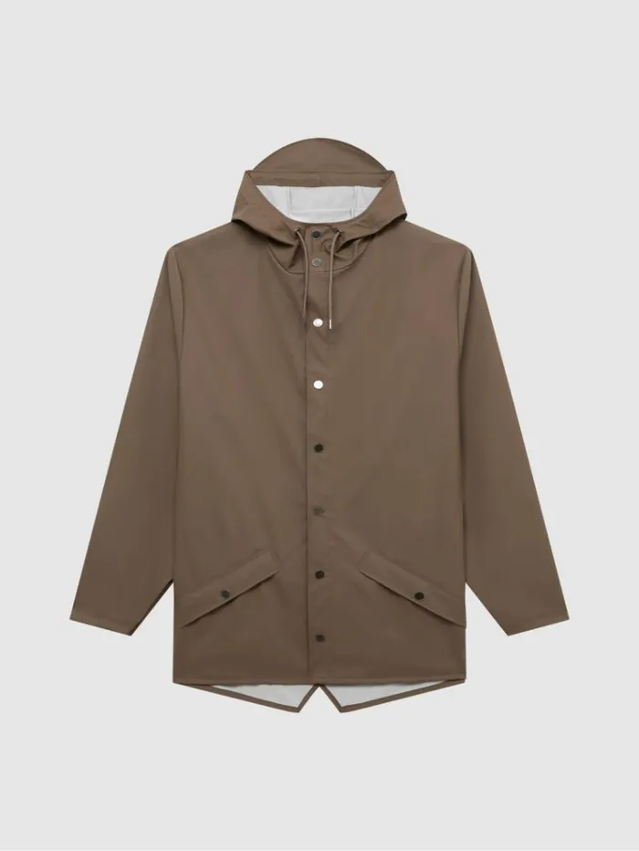 REISS Coats and Jackets Men Rains Unisex Hooded Raincoat Mid Brown