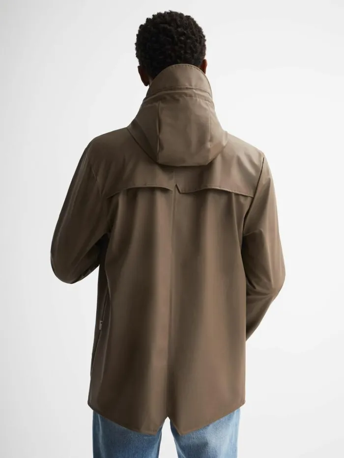 REISS Coats and Jackets Men Rains Unisex Hooded Raincoat Mid Brown