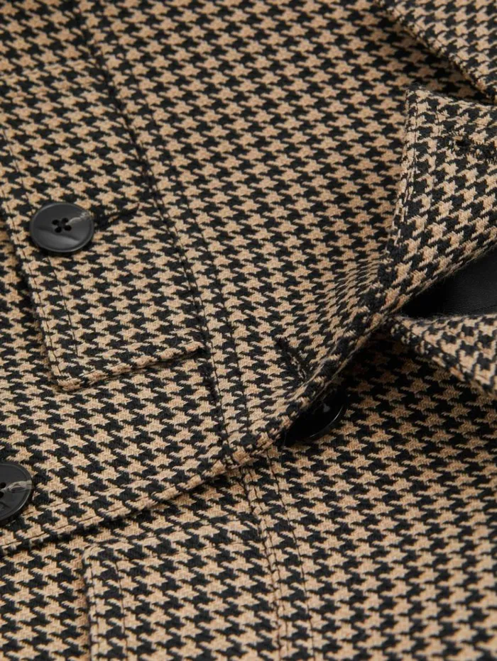 REISS Coats and Jackets Women Dogtooth Check Collared Jacket Blackcamel
