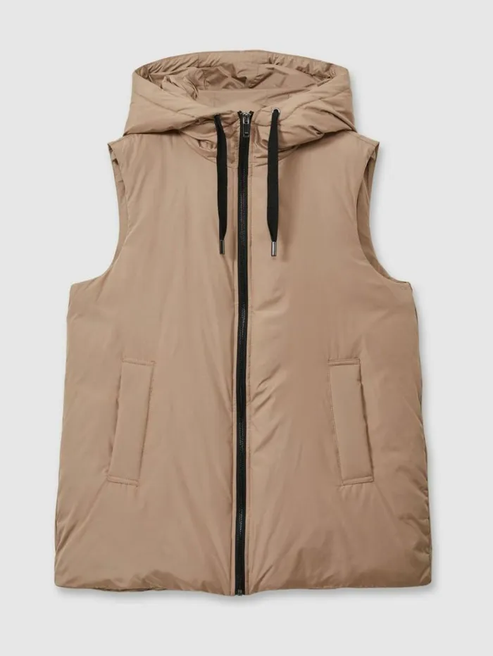 REISS Coats and Jackets Women Padded Hooded Gilet Camel